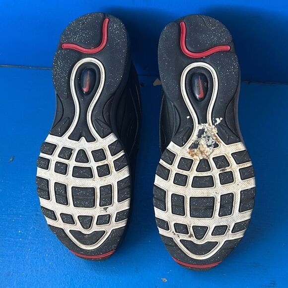 NIKE AIR MAX 97 (GS) BLACK/BLACK-SPORT RED-WHITE Sz:6y - Picture 5 of 6